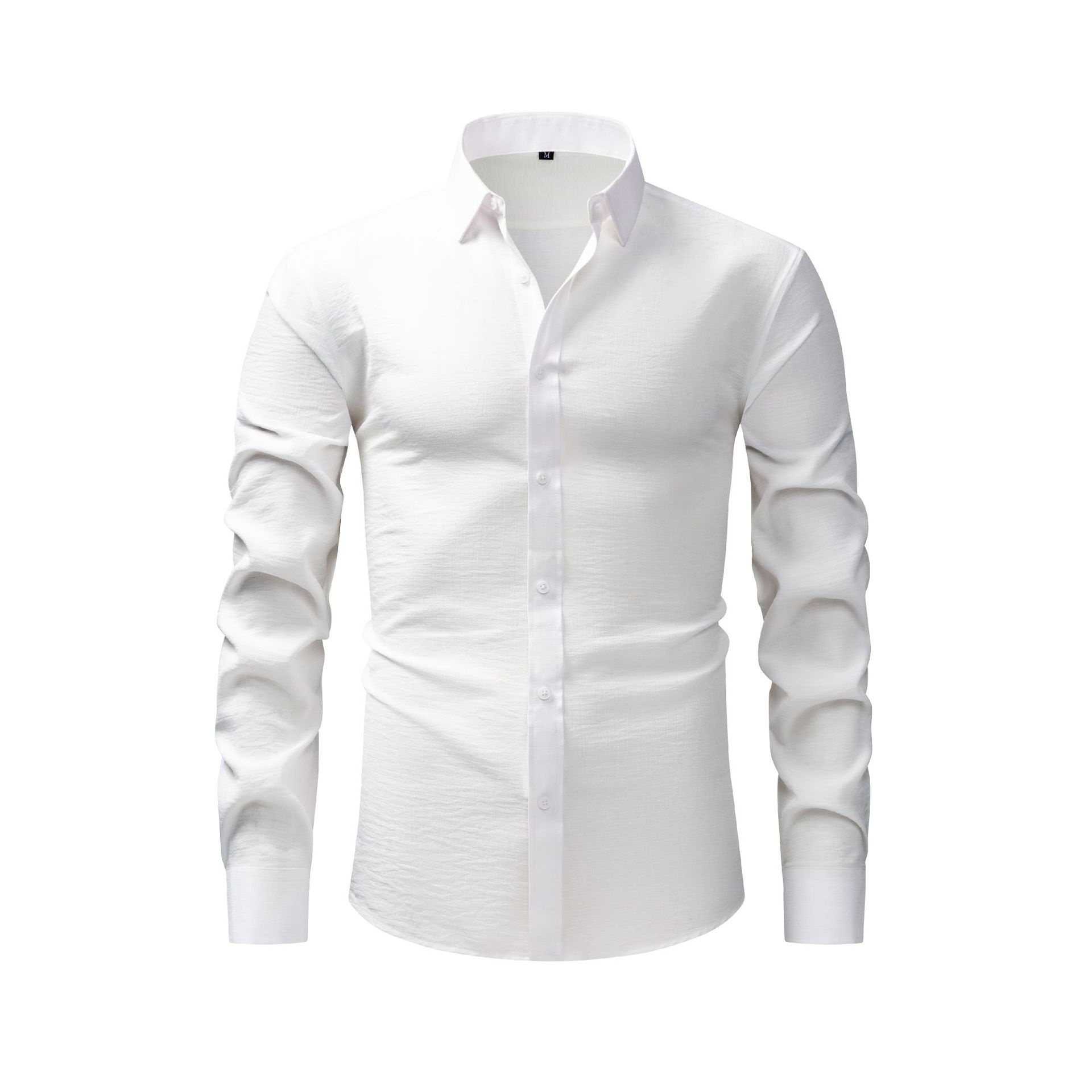 Camisa de hombre con cuello cuadrado, resistente a las arrugas y con tacto de lino.