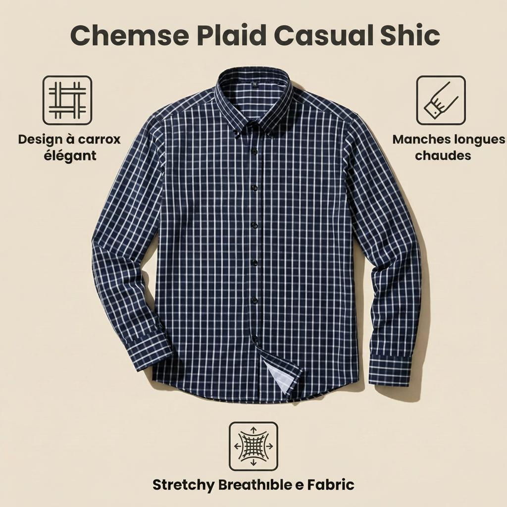 Chemise décontractée à col montant pour homme - Douceur lin respirant
