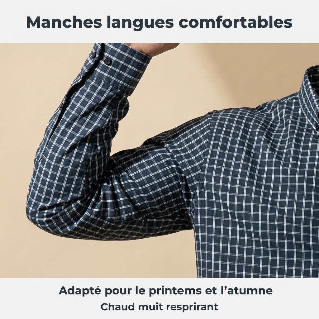 Chemise décontractée à col montant pour homme - Douceur lin respirant