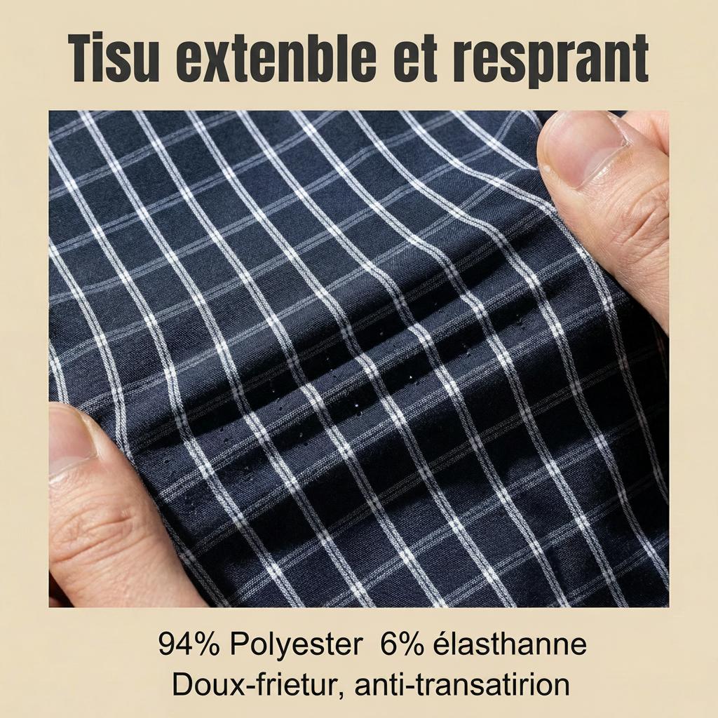 Chemise décontractée à col montant pour homme - Douceur lin respirant