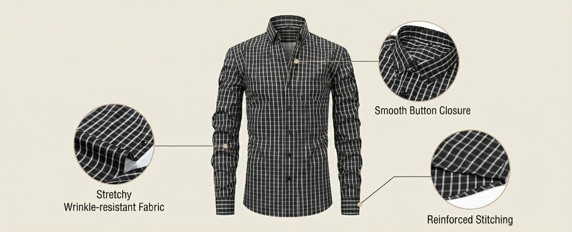 Camisa informal de hombre con cuello mao - Transpirable y con tacto de lino.