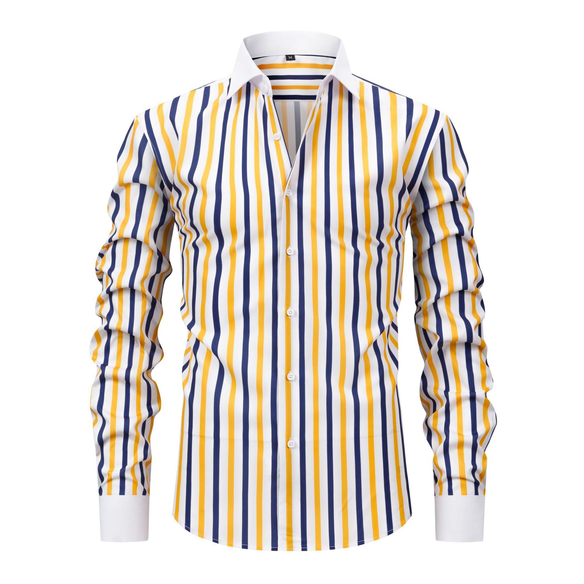 Camisas de vestir informales para hombre con cuello alto y rayas.