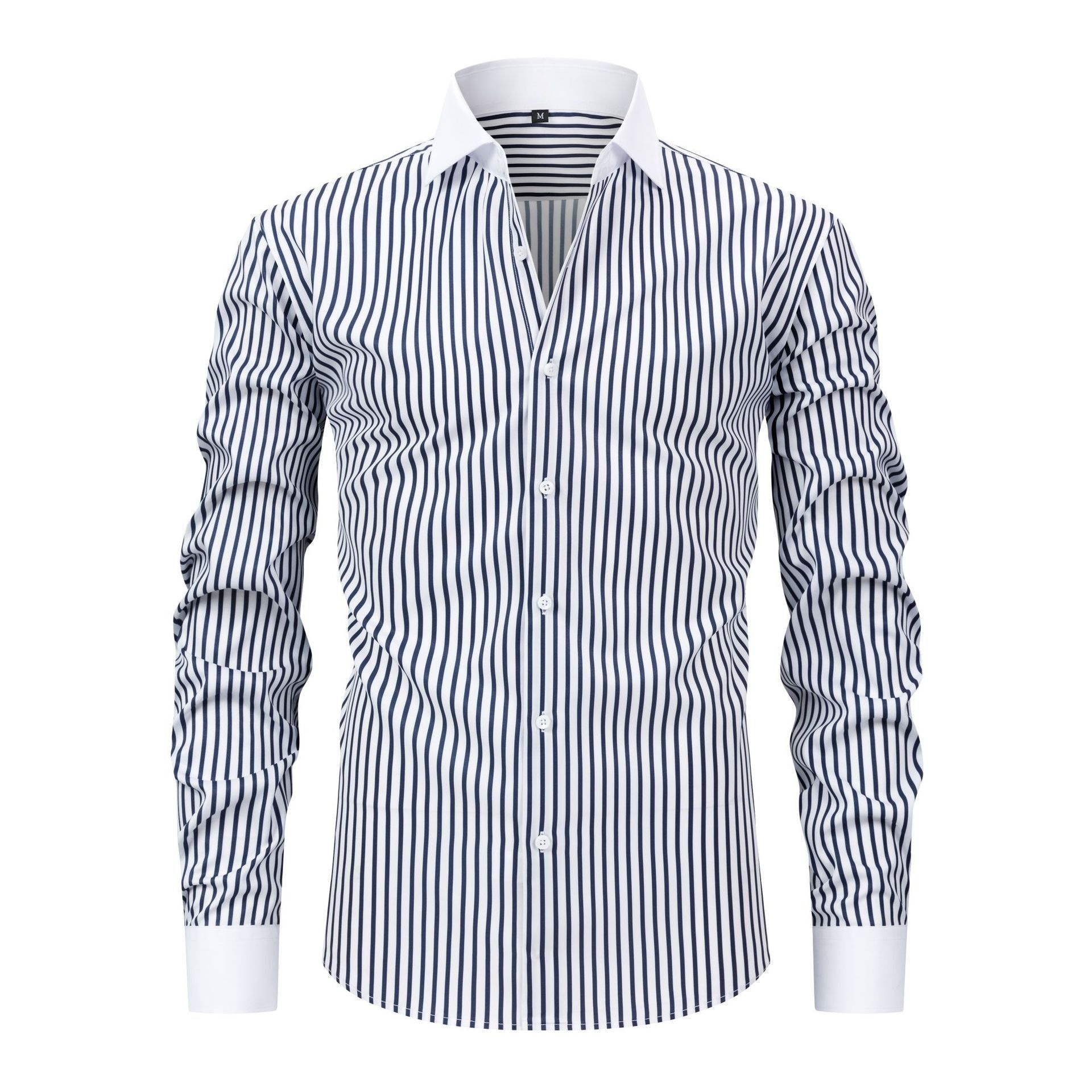 Camisas de vestir informales para hombre con cuello alto y rayas.