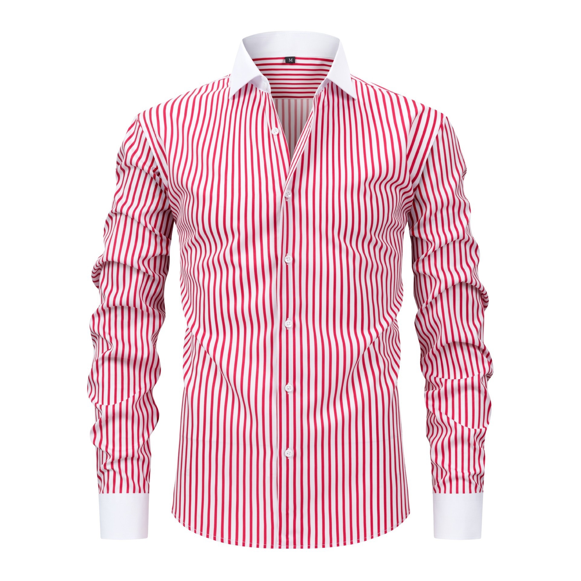 Camisas de vestir informales para hombre con cuello alto y rayas.