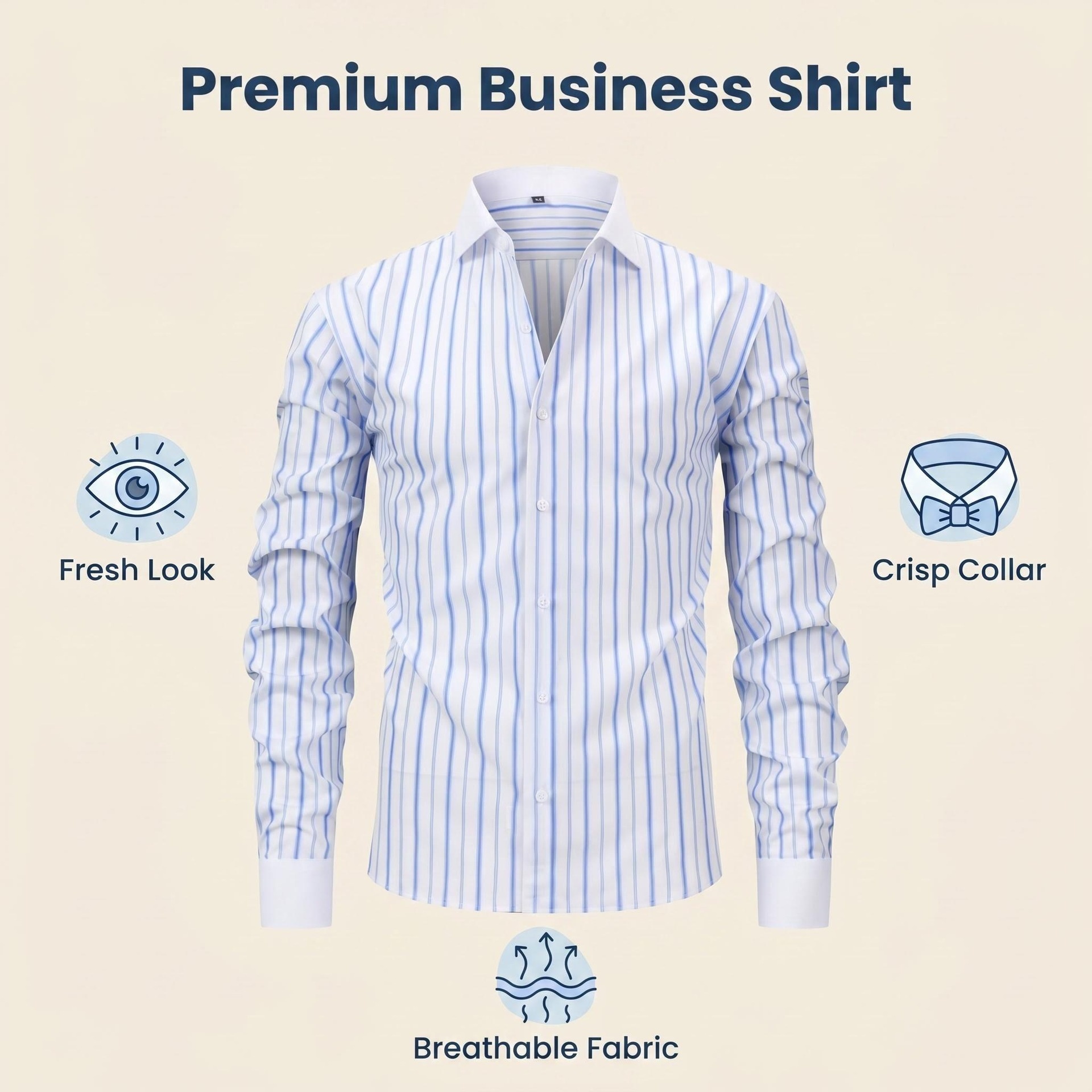 Camisas de vestir informales para hombre con cuello alto y rayas.