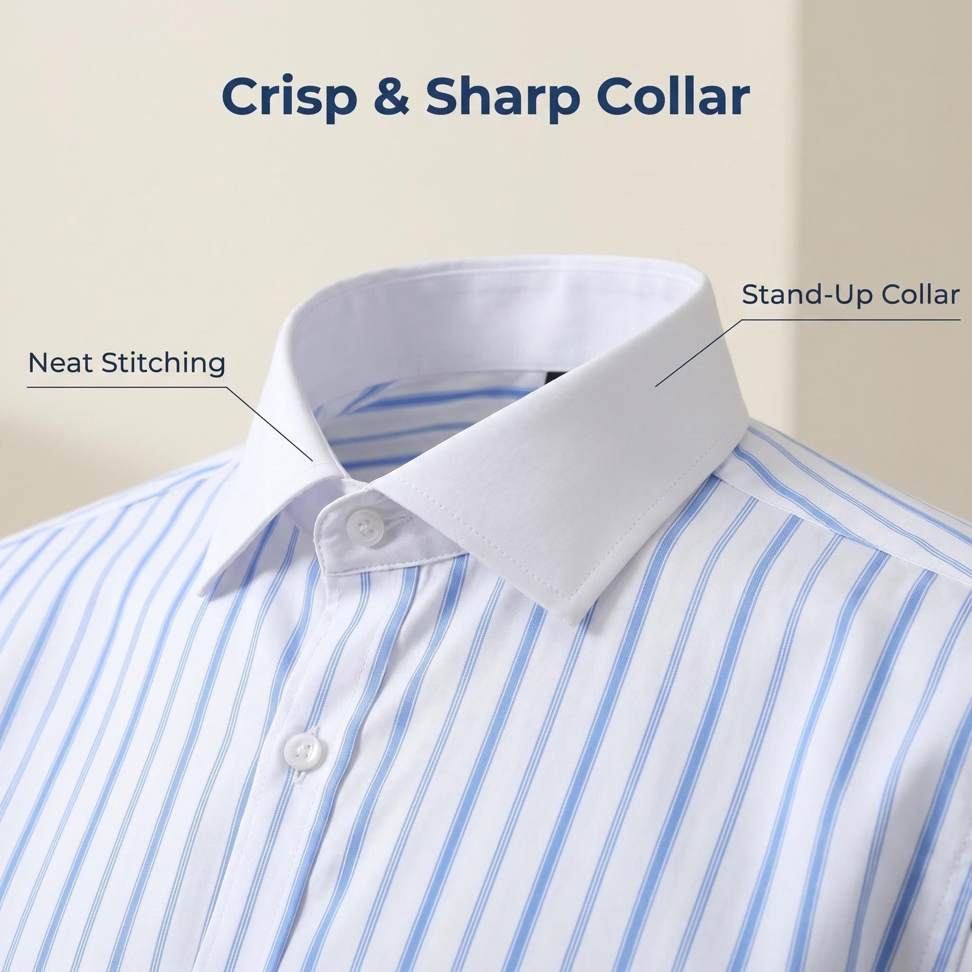 Camisas de vestir informales para hombre con cuello alto y rayas.