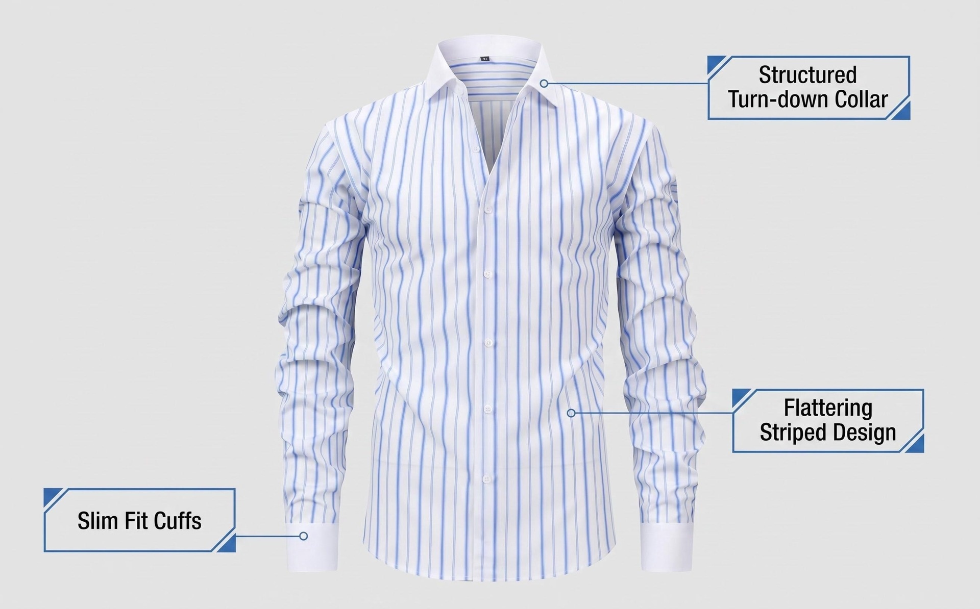 Camisas de vestir informales para hombre con cuello alto y rayas.