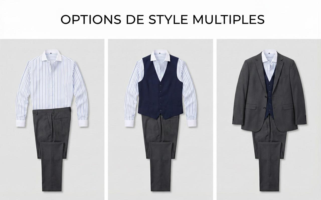 Chemises rayées et à col montant pour hommes, style business décontracté