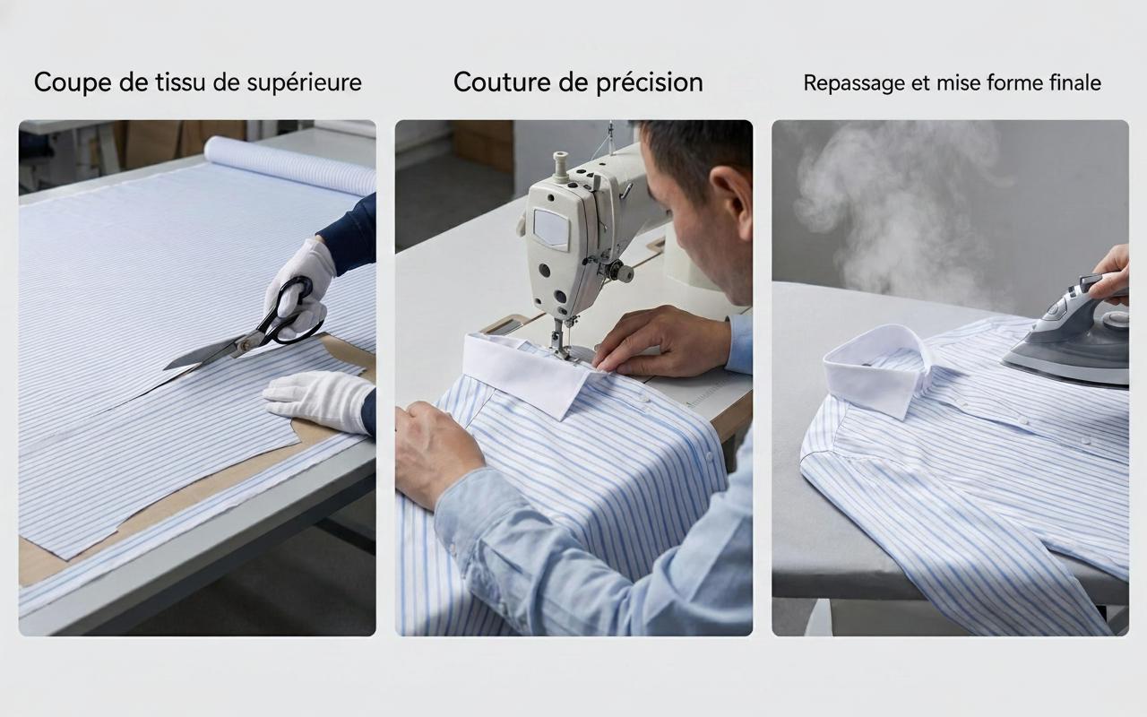 Chemises rayées et à col montant pour hommes, style business décontracté