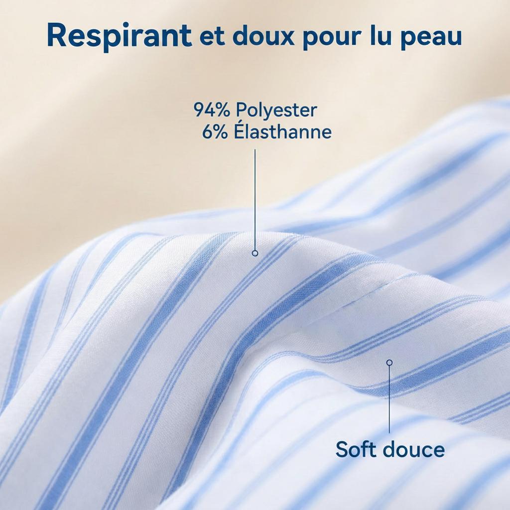 Chemises rayées et à col montant pour hommes, style business décontracté