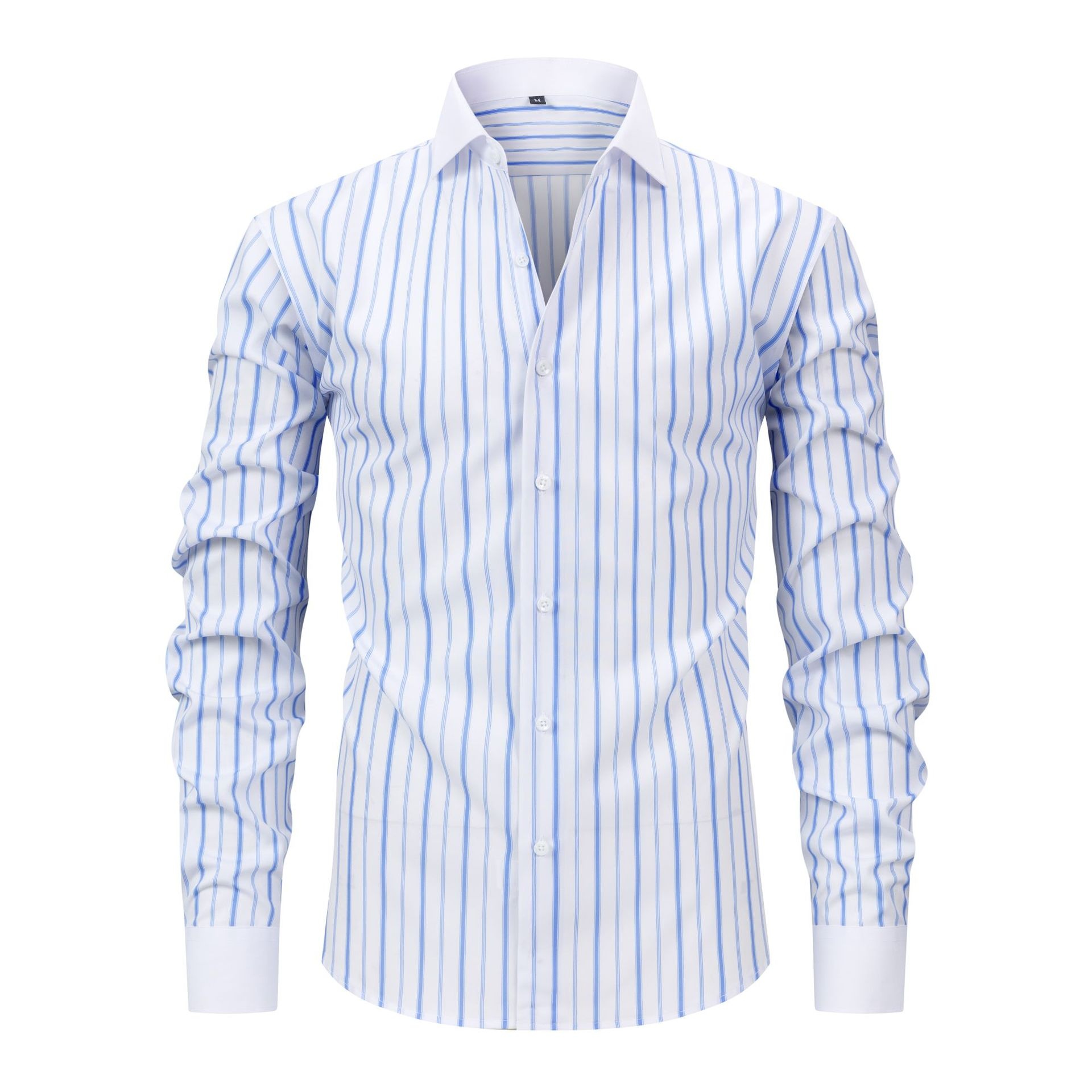 Camisas de vestir informales para hombre con cuello alto y rayas.