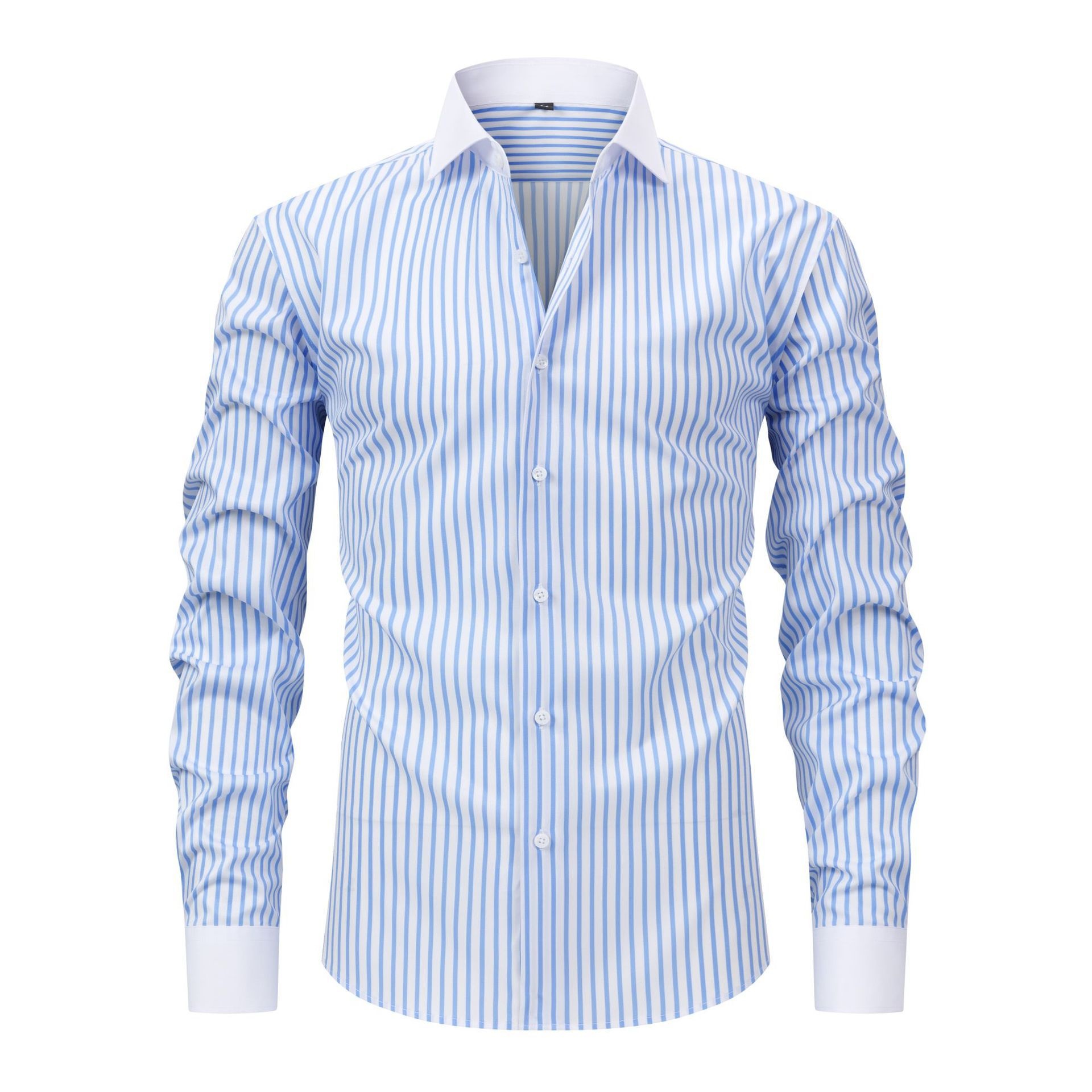 Camisas de vestir informales para hombre con cuello alto y rayas.