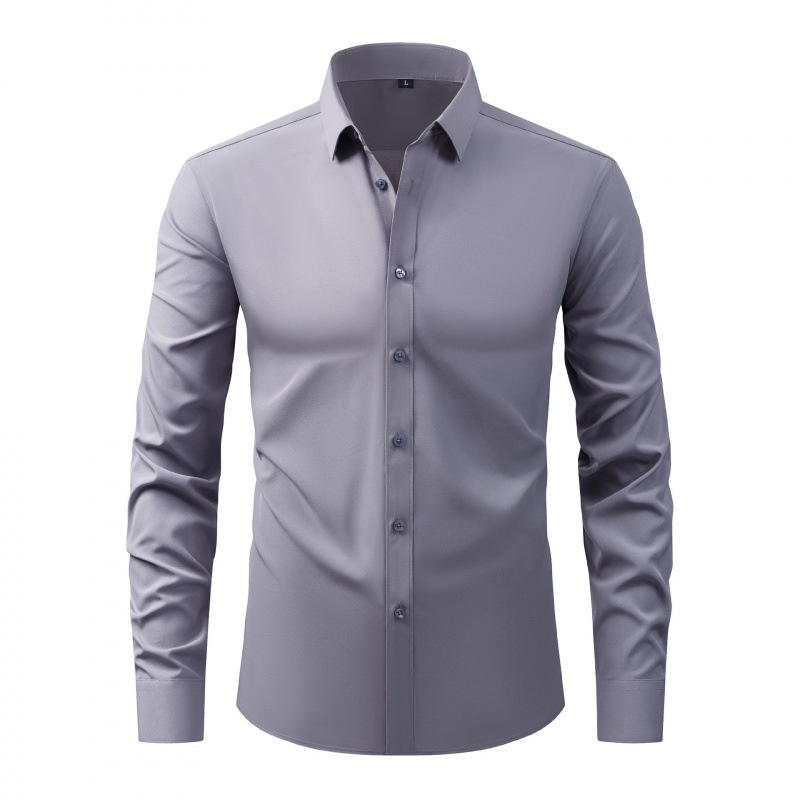 Camisa elástica de hombre con botones - Cuello clásico y cuello alto