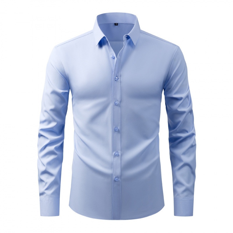 Camisa elástica de hombre con botones - Cuello clásico y cuello alto