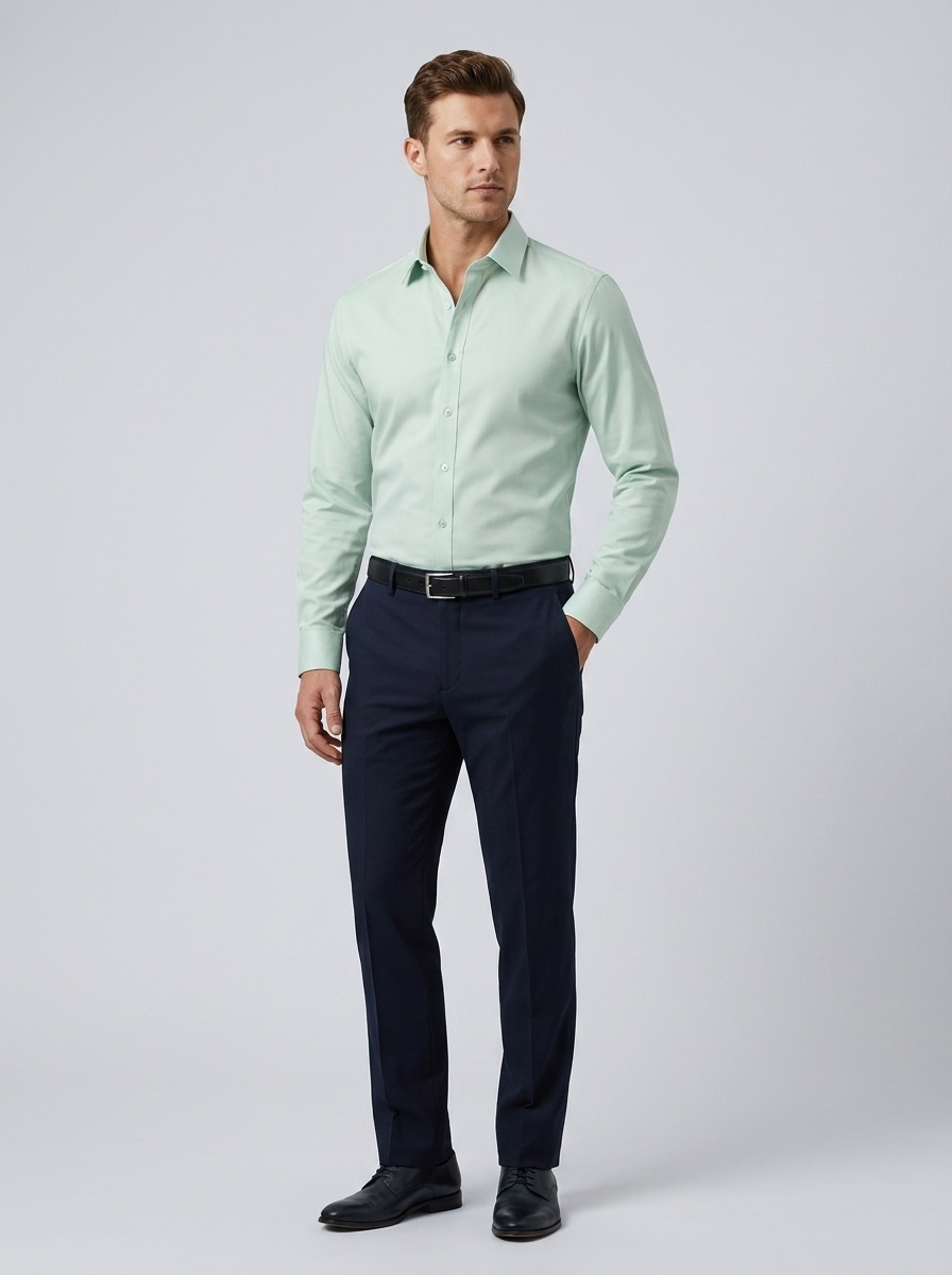 Camisa elástica de hombre con botones - Cuello clásico y cuello alto