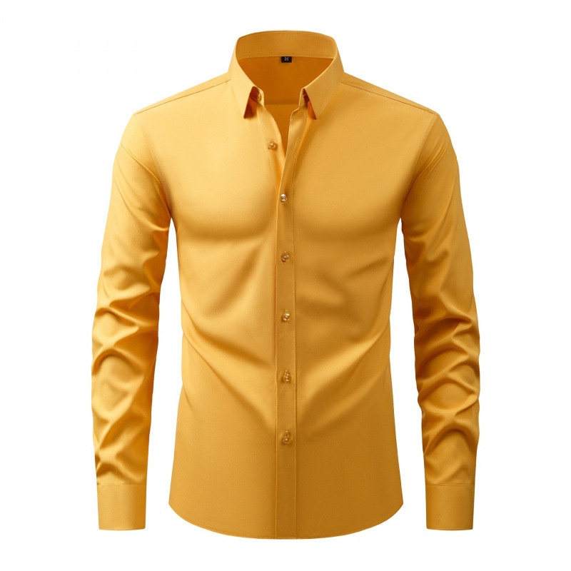 Camisa elástica de hombre con botones - Cuello clásico y cuello alto