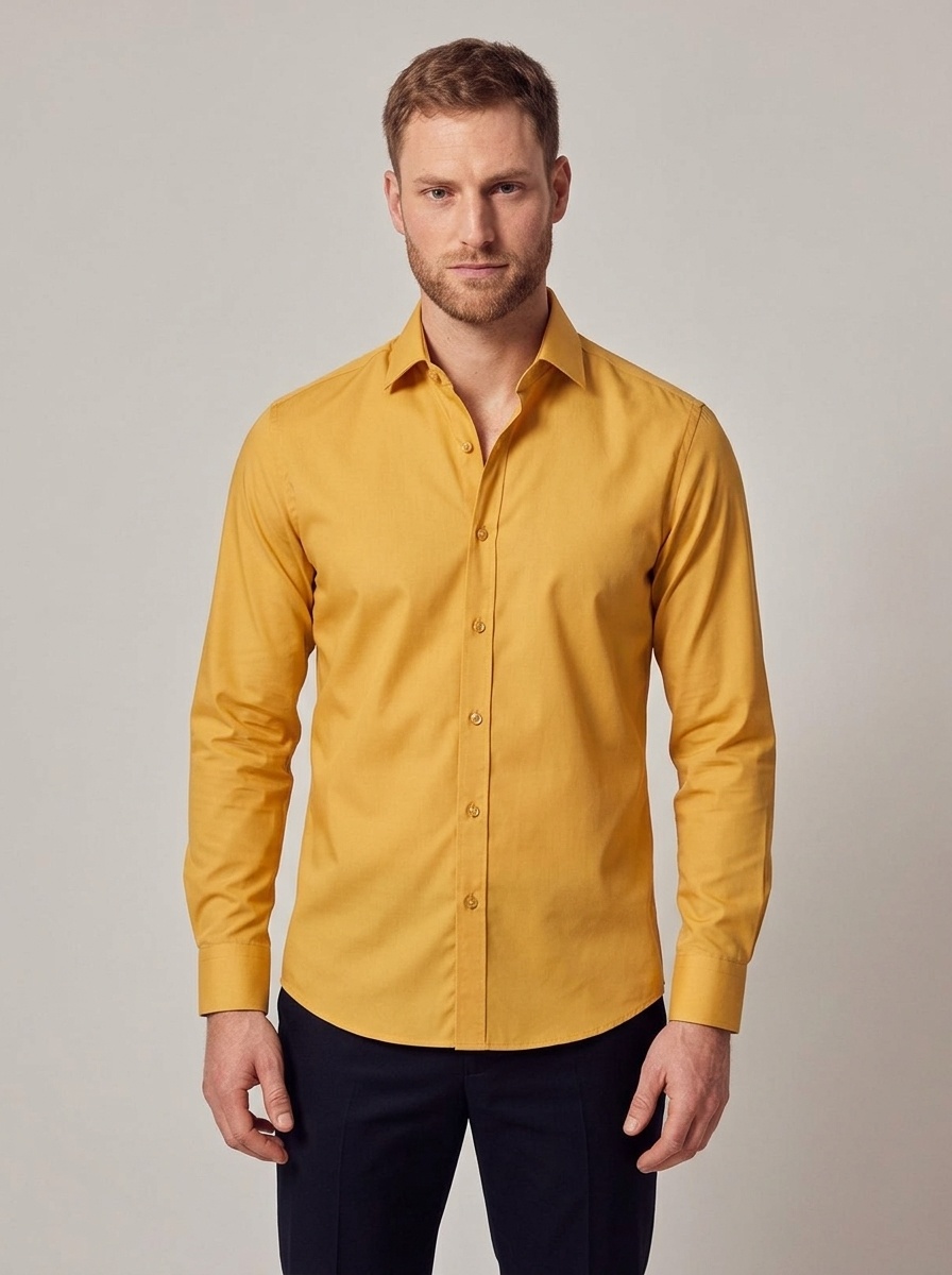 Camisa elástica de hombre con botones - Cuello clásico y cuello alto