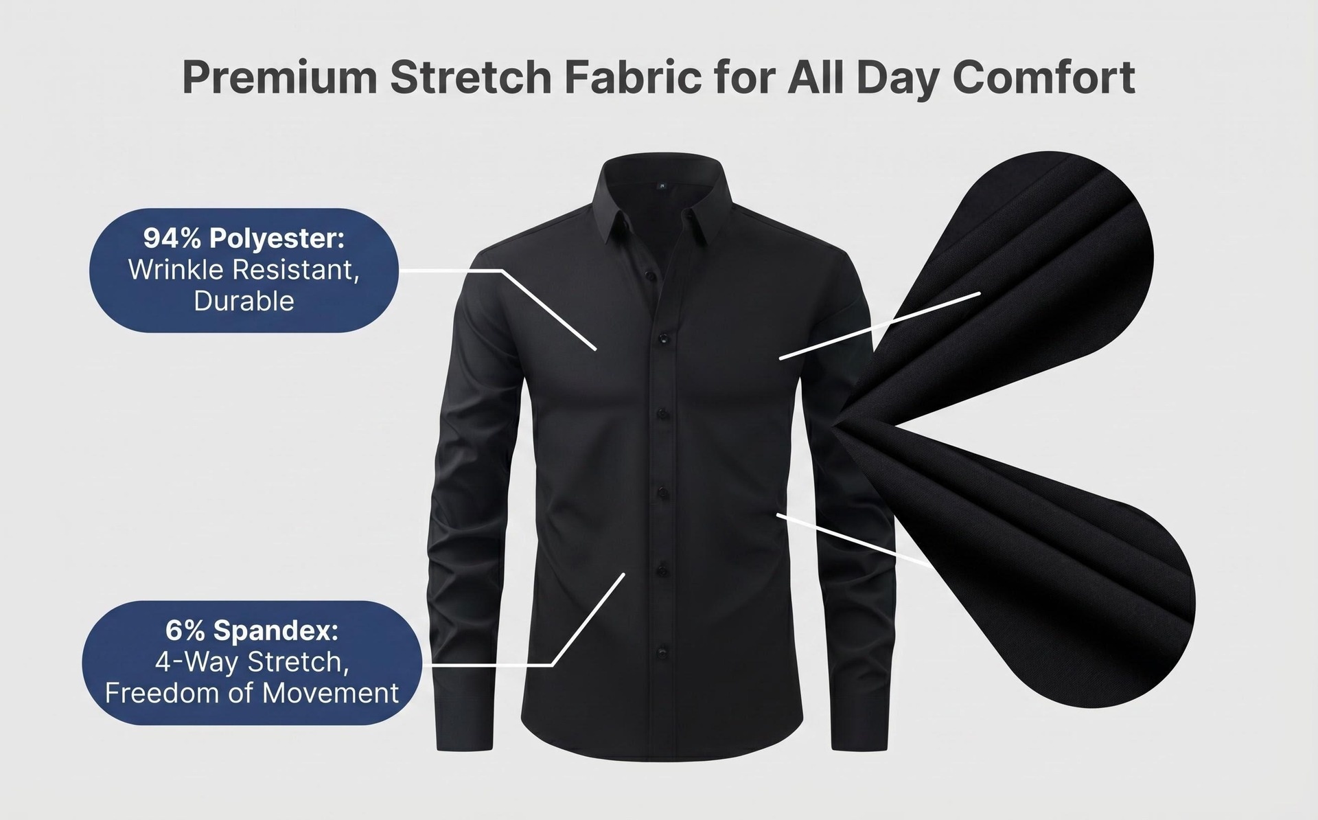Camisa de manga corta resistente a las arrugas para hombre.