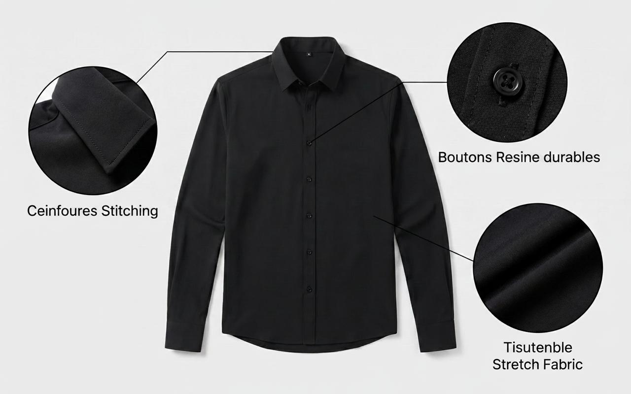 Chemise à manches courtes infroissable pour homme