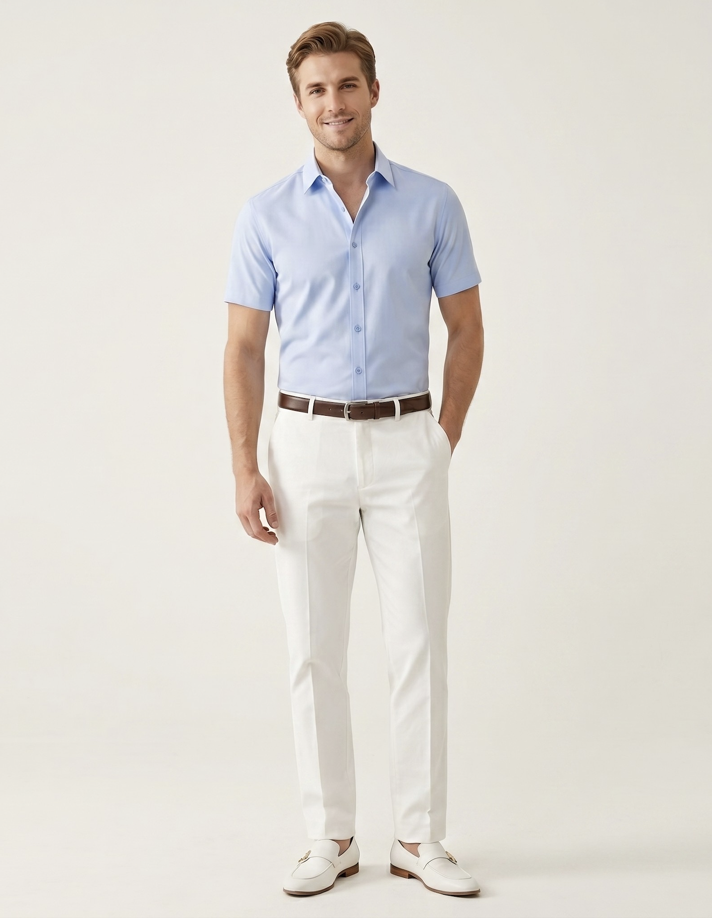 Camisa de manga corta resistente a las arrugas para hombre.