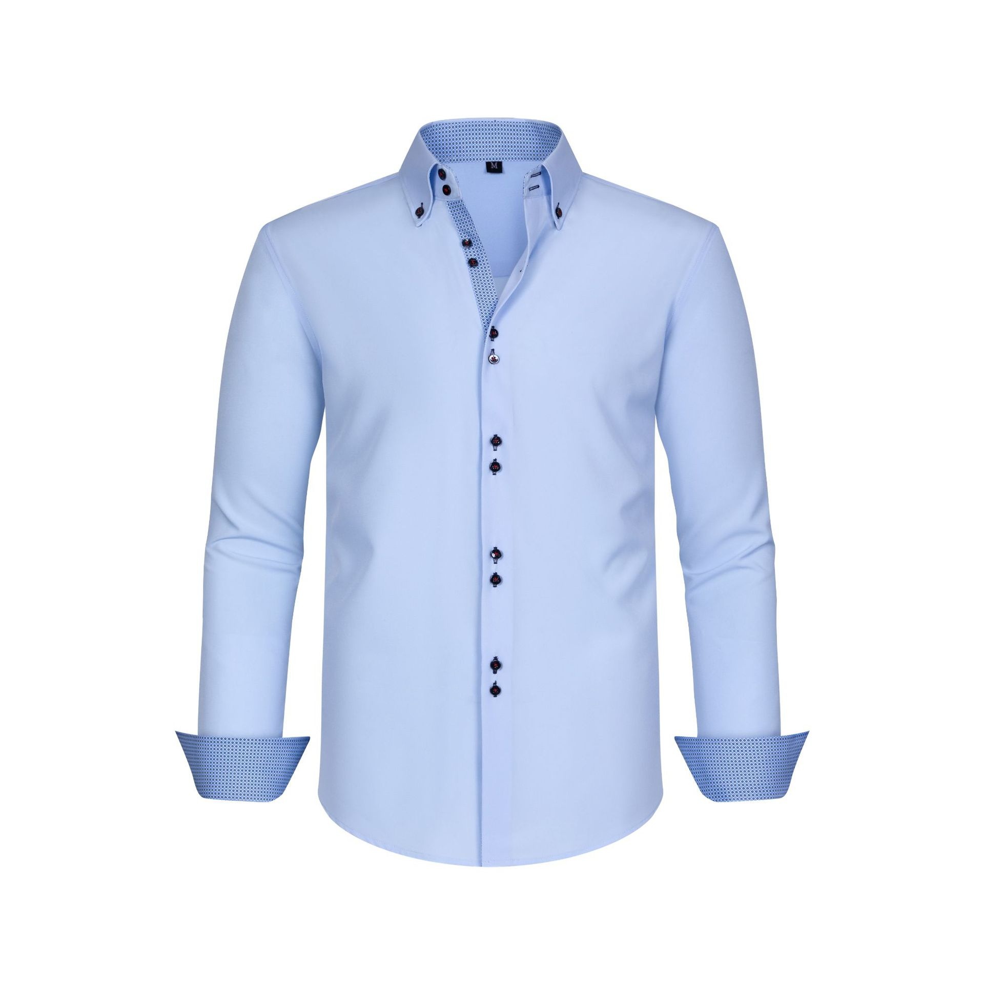 Camisa de hombre de imitación de lino con cuello alto - Transpirable e informal
