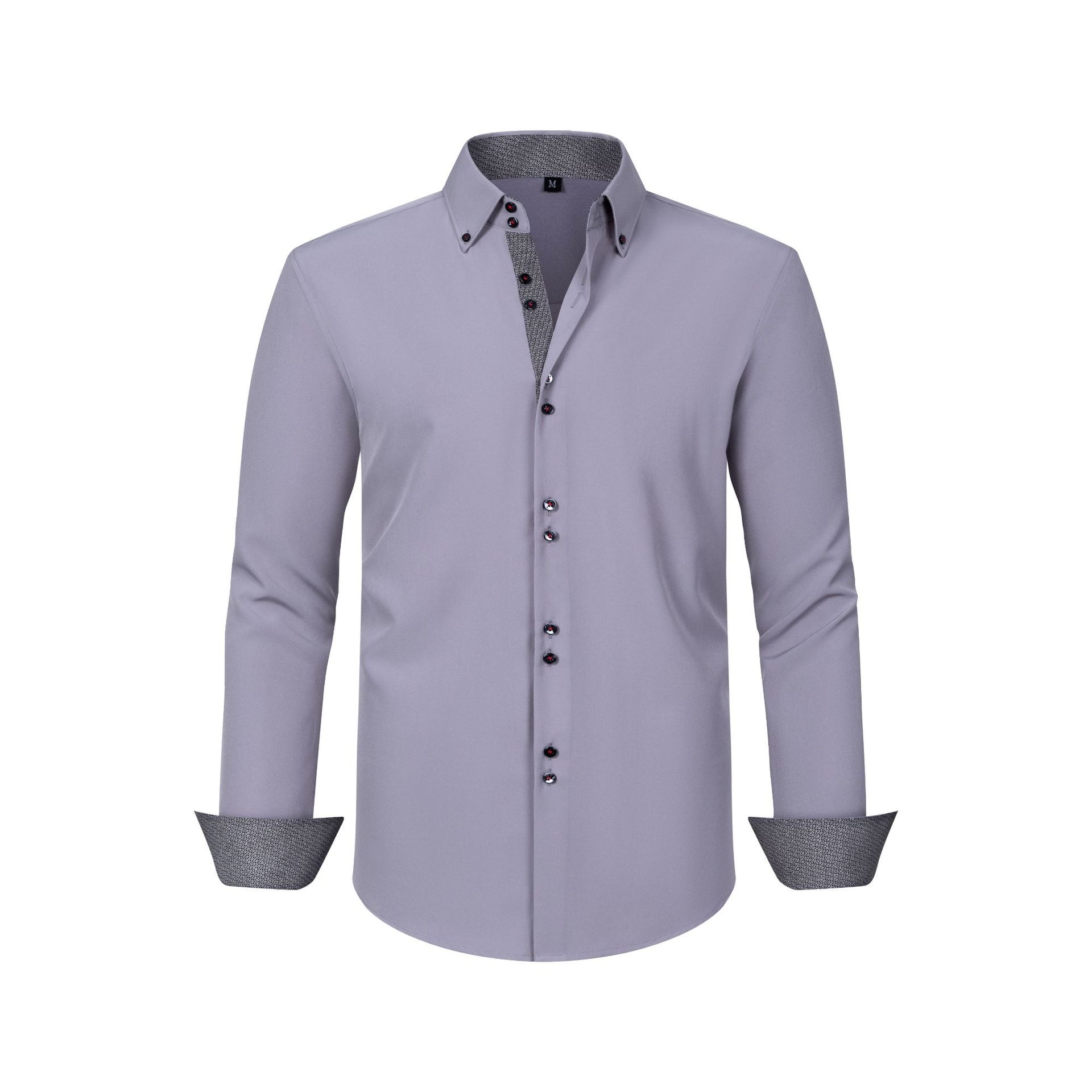 Camisa de hombre de imitación de lino con cuello alto - Transpirable e informal