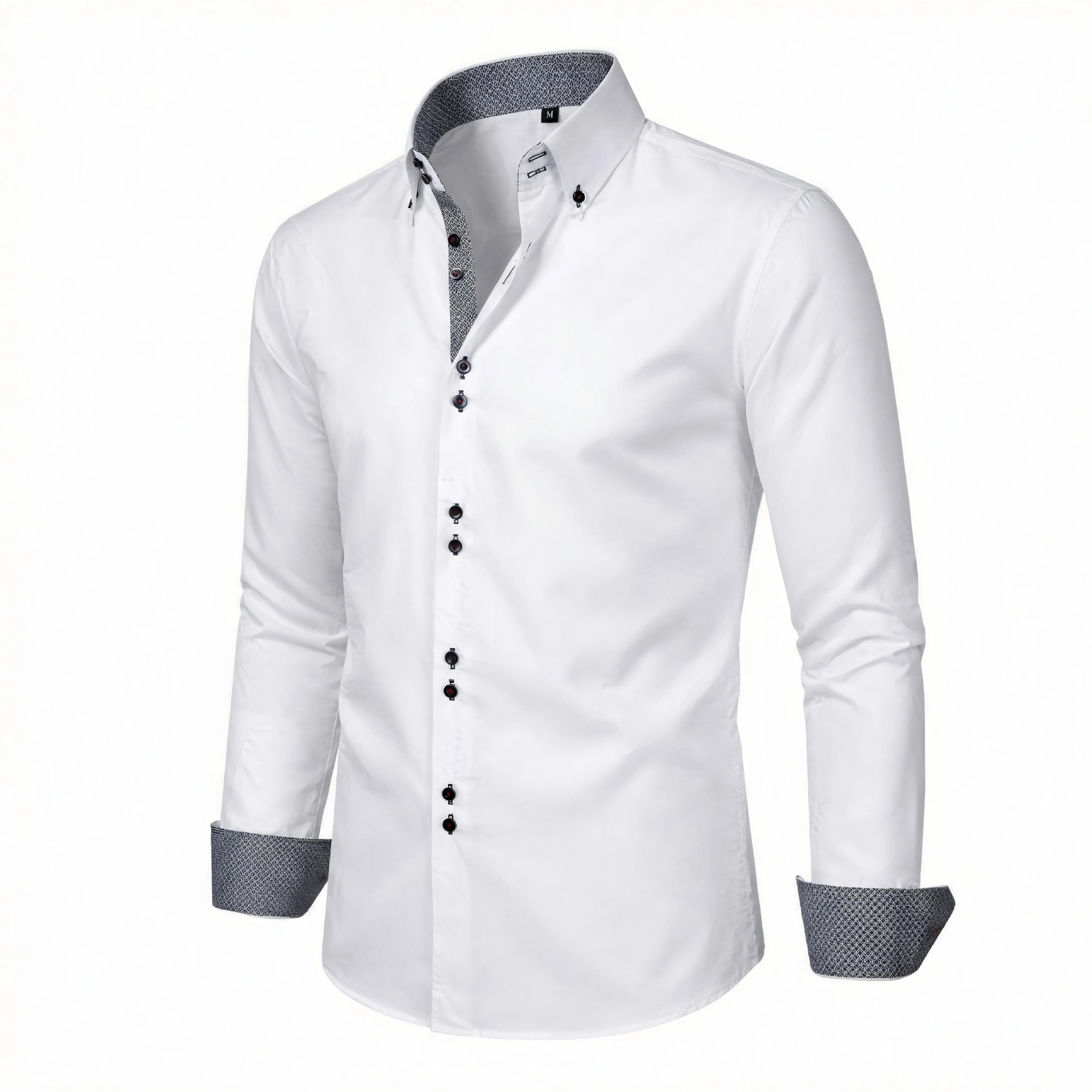 Camisa de hombre de imitación de lino con cuello alto - Transpirable e informal