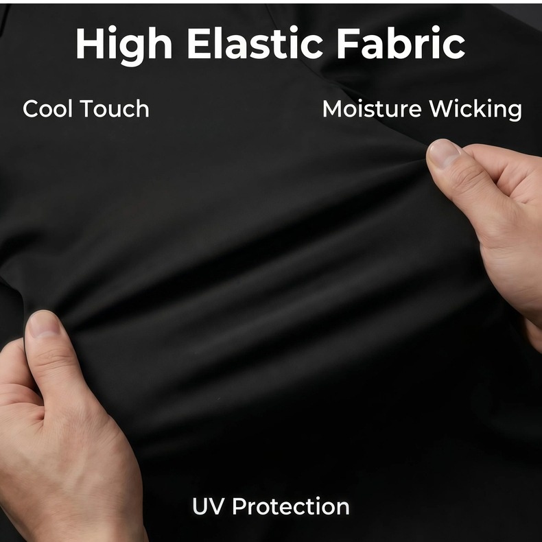 Camisa de hombre con cuello alto, imitación lino - Transpirable y elástica