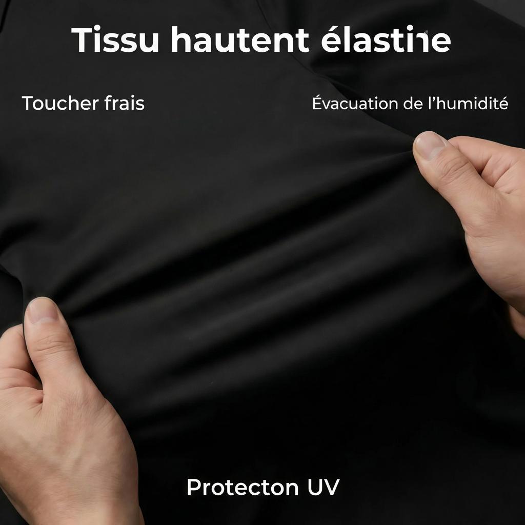 Chemise homme à col montant effet lin - Respirante et extensible