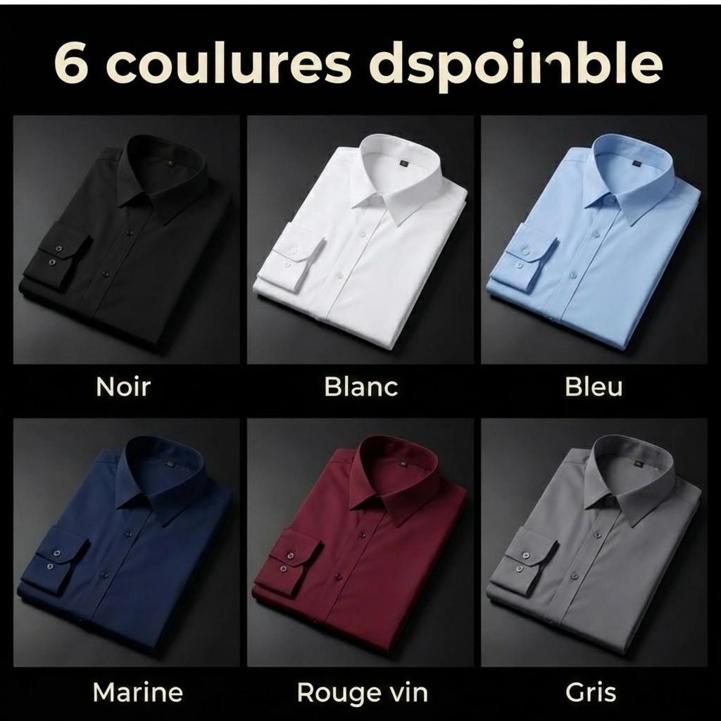 Chemise homme à col montant effet lin - Respirante et extensible