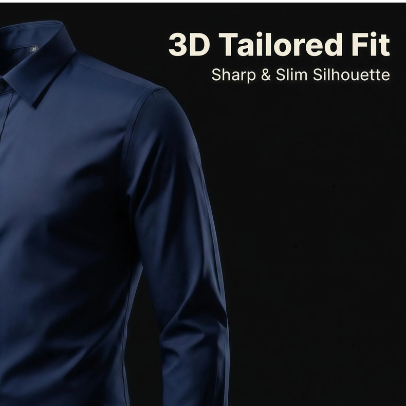 Camisa de hombre con cuello alto, imitación lino - Transpirable y elástica