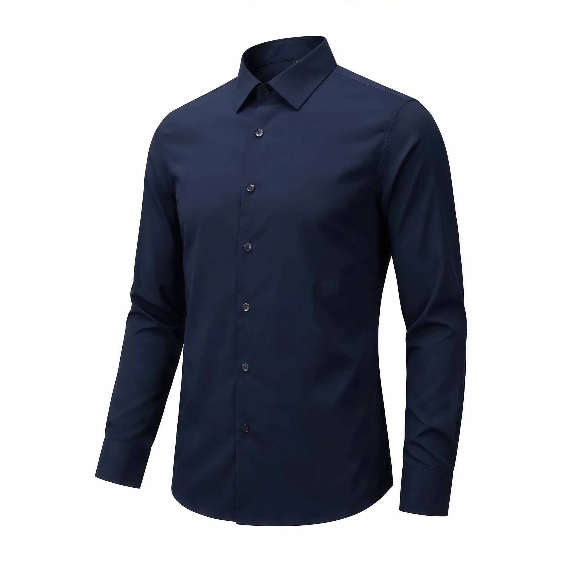 Camisa de hombre con cuello alto, imitación lino - Transpirable y elástica