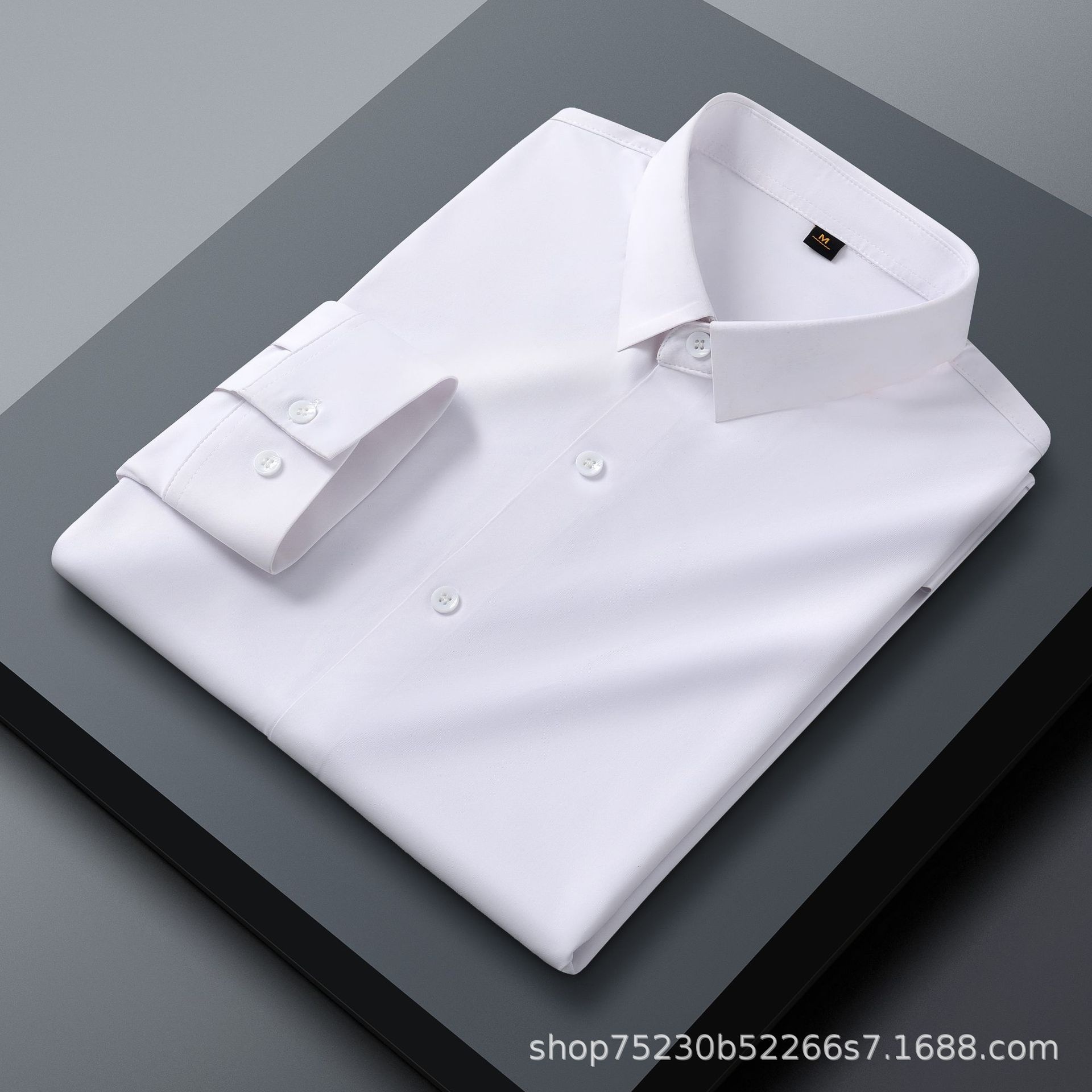 Camisa de hombre con cuello alto, imitación lino - Transpirable y elástica