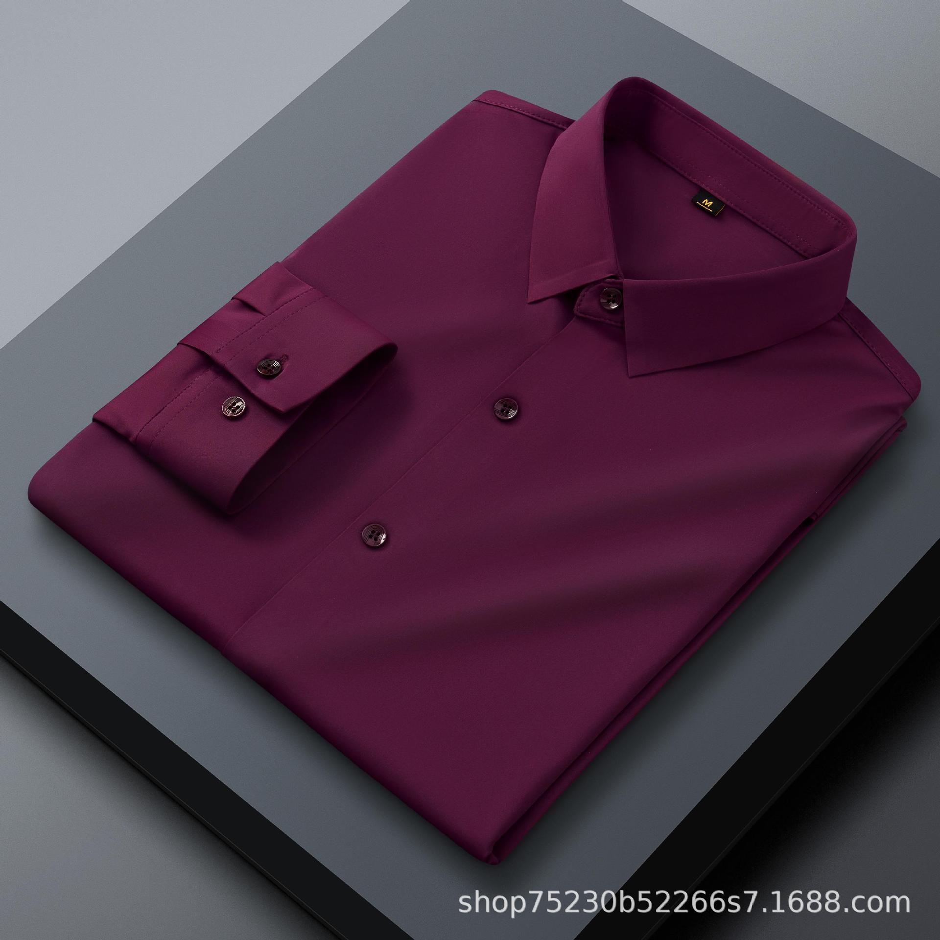 Camisa de hombre con cuello alto, imitación lino - Transpirable y elástica