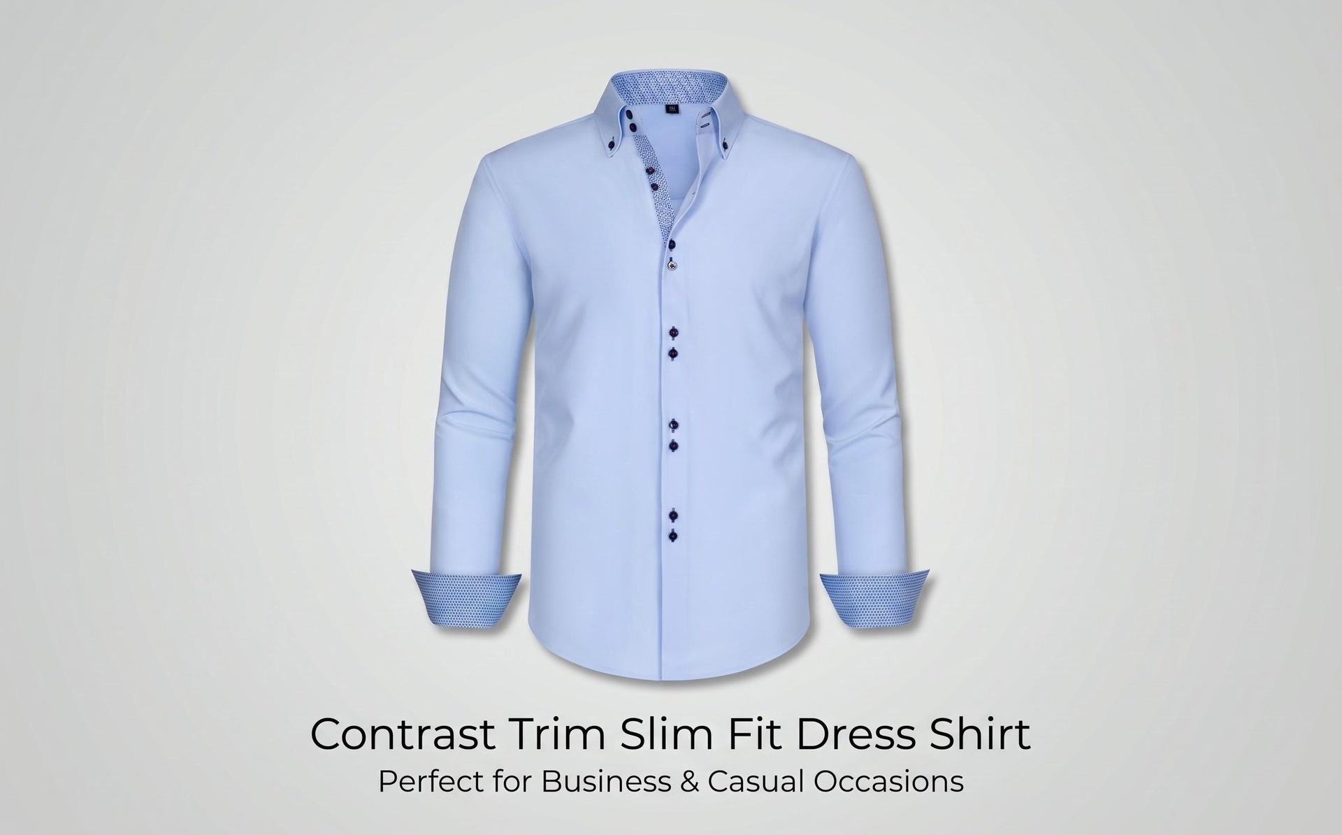 Camicia da uomo con colletto alla coreana - Tessuto effetto lino antipiega