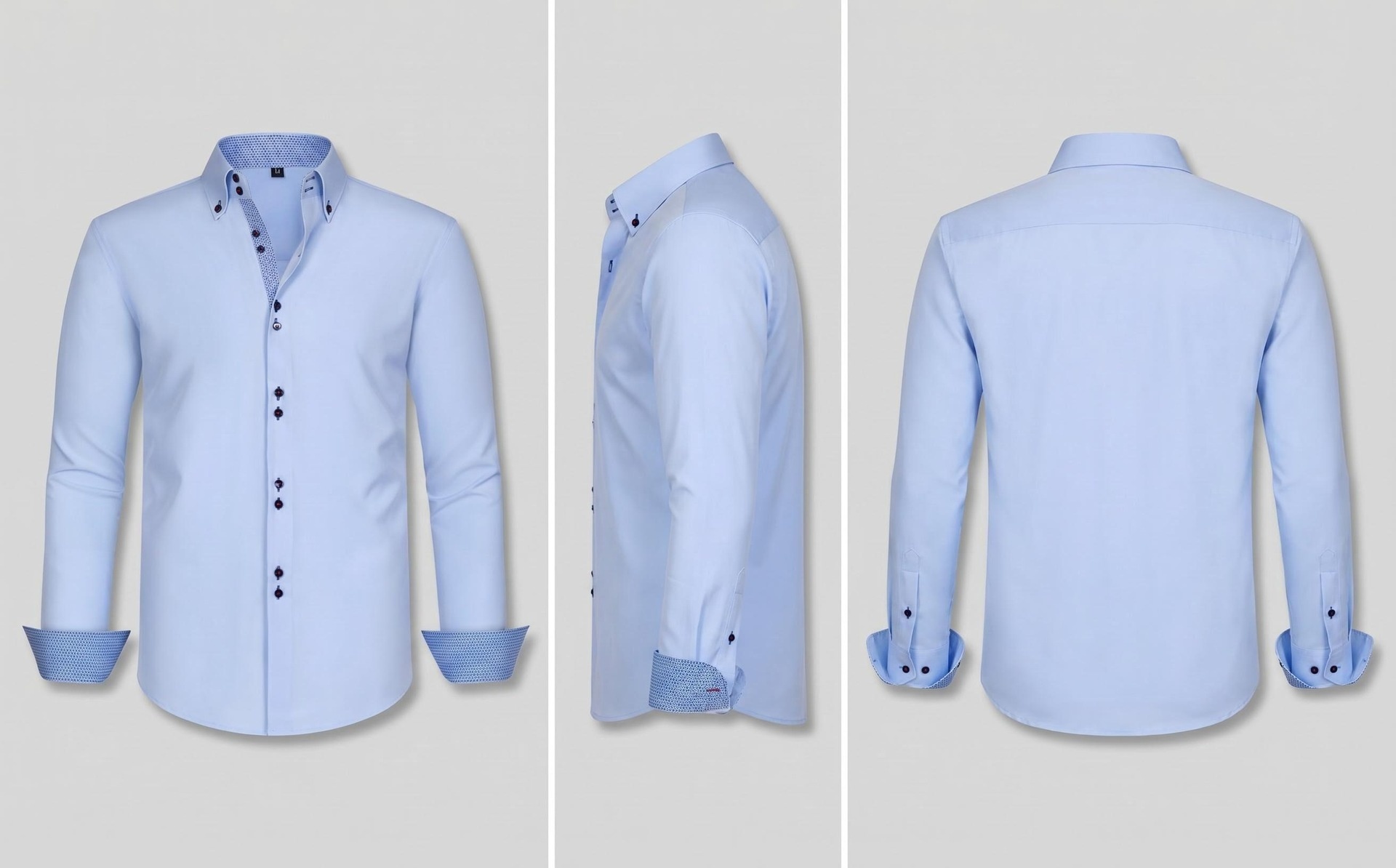 Camicia da uomo con colletto alla coreana - Tessuto effetto lino antipiega