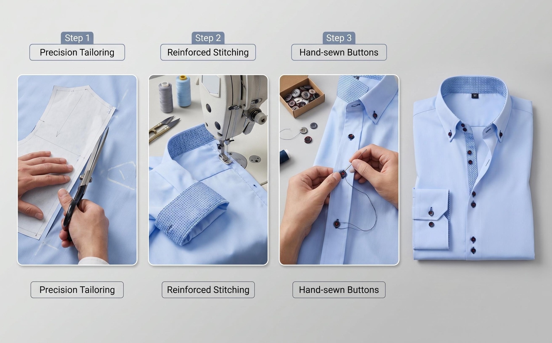 Camicia da uomo con colletto alla coreana - Tessuto effetto lino antipiega