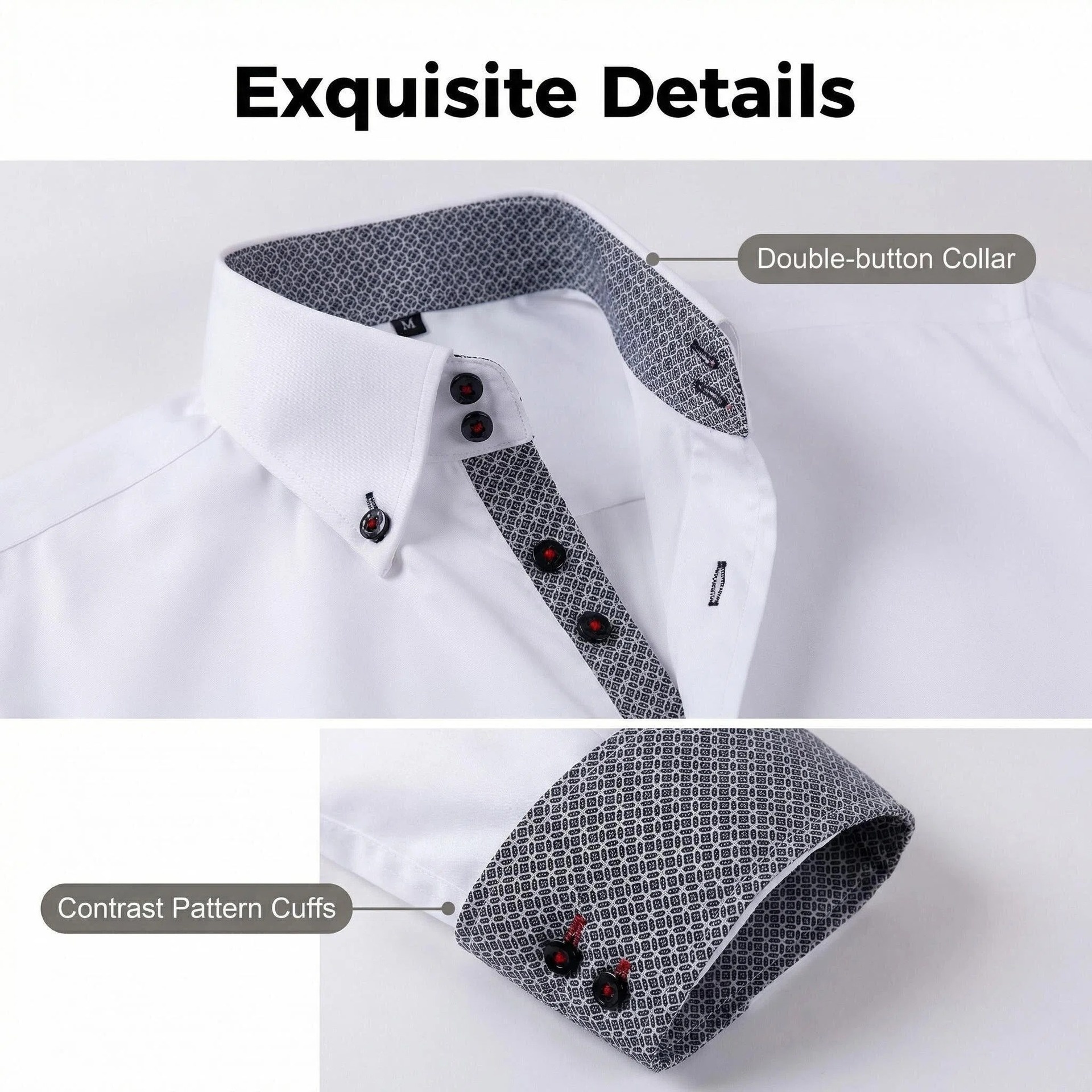 Camicia da uomo con colletto alla coreana - Tessuto effetto lino antipiega