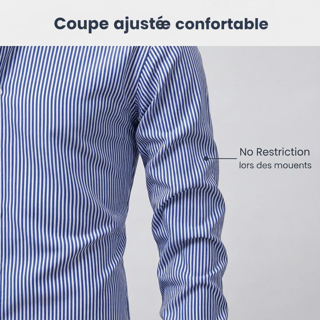 Chemise à col montant pour homme, respirante, aspect lin