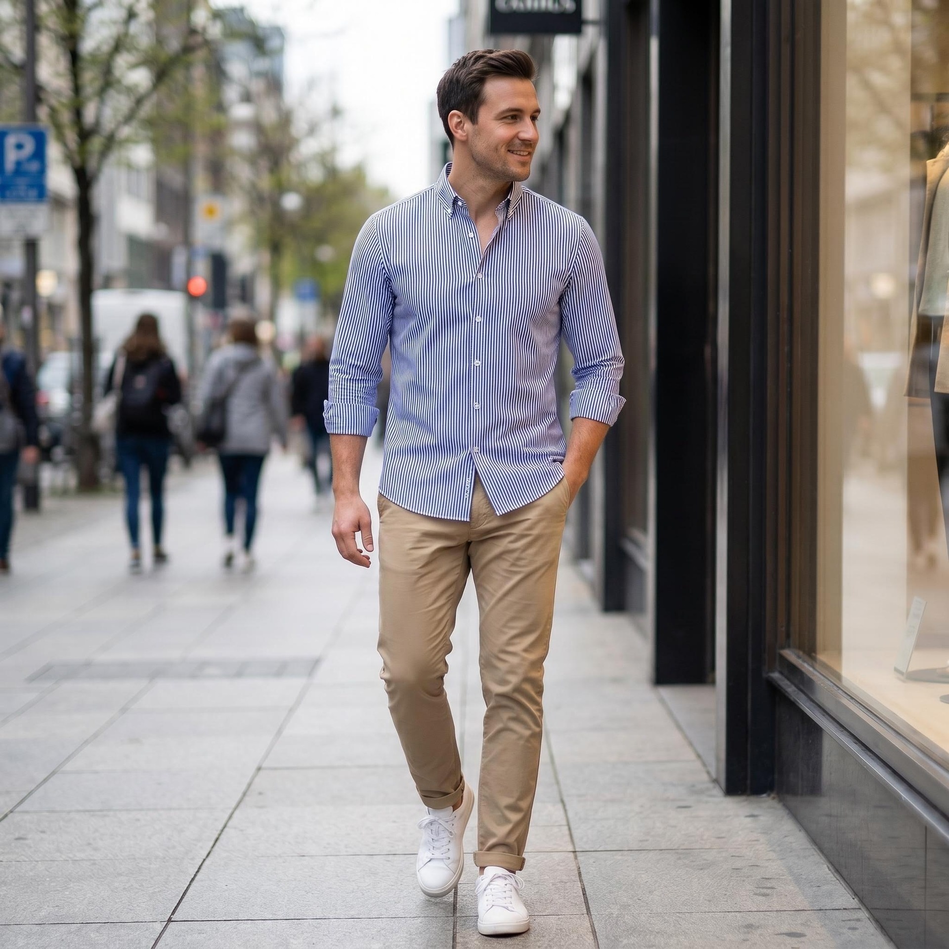 Camisa de hombre transpirable con cuello alto y tacto de lino.