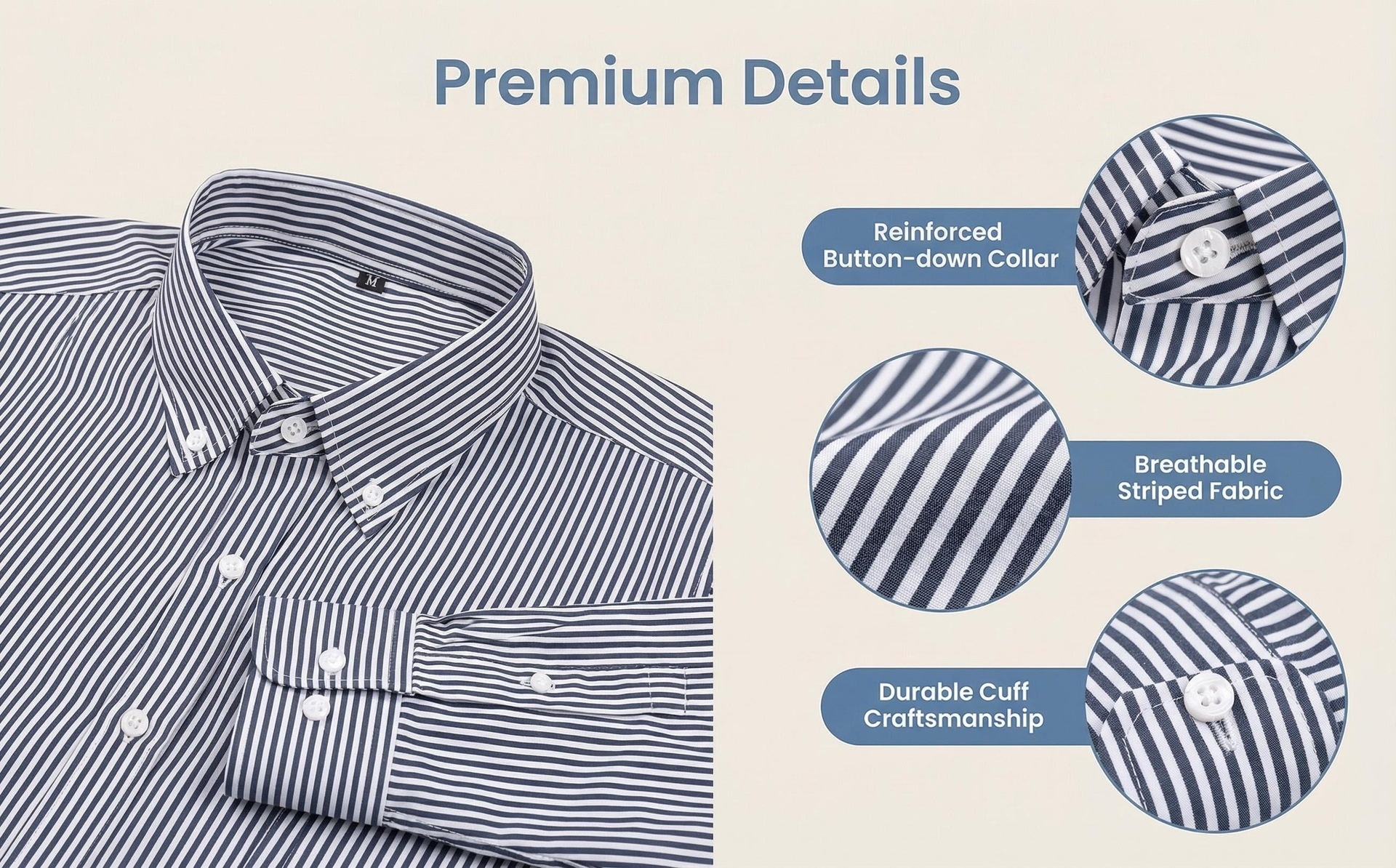 Camisa de hombre transpirable con cuello alto y tacto de lino.