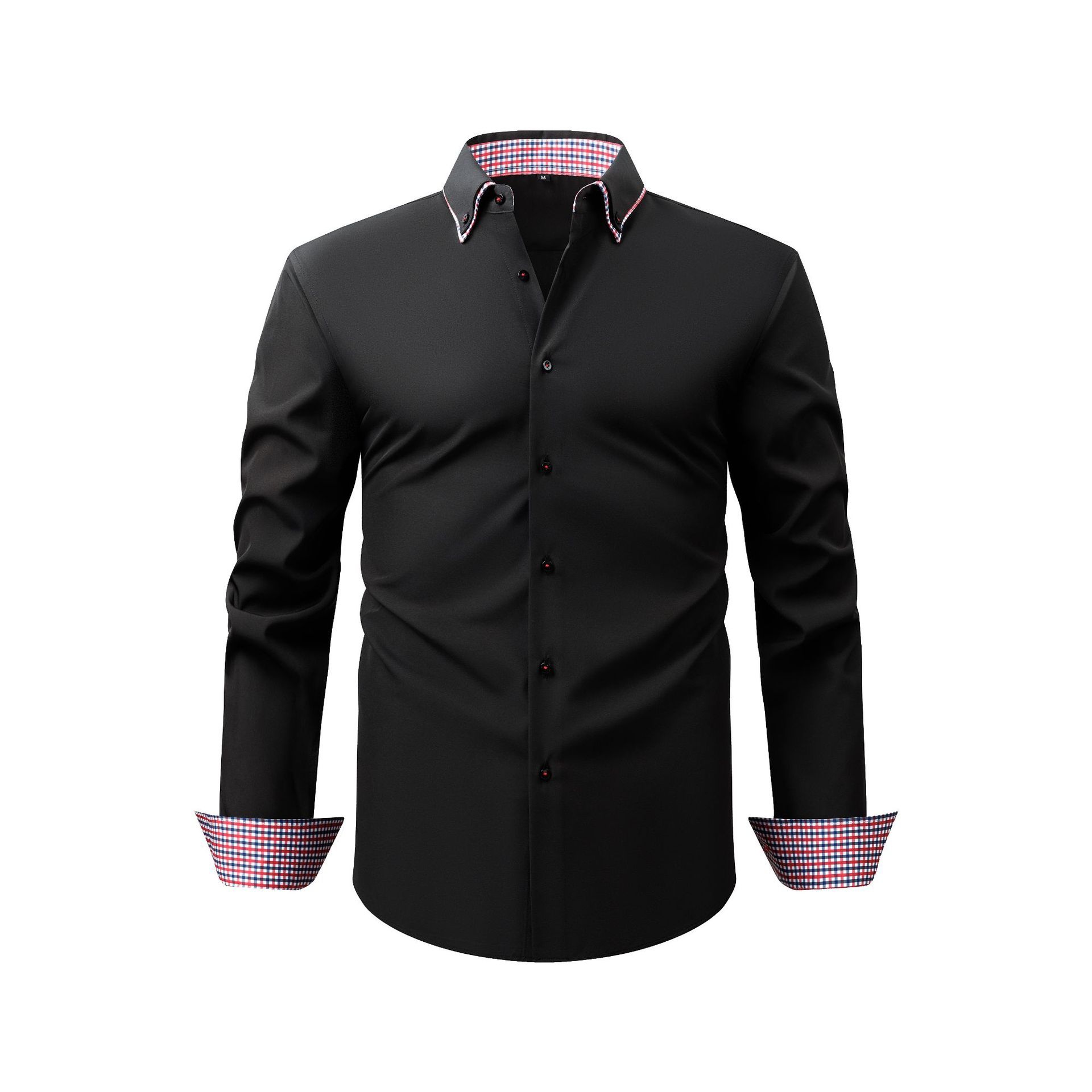 Camisa casual de hombre con botones y cuello alto.