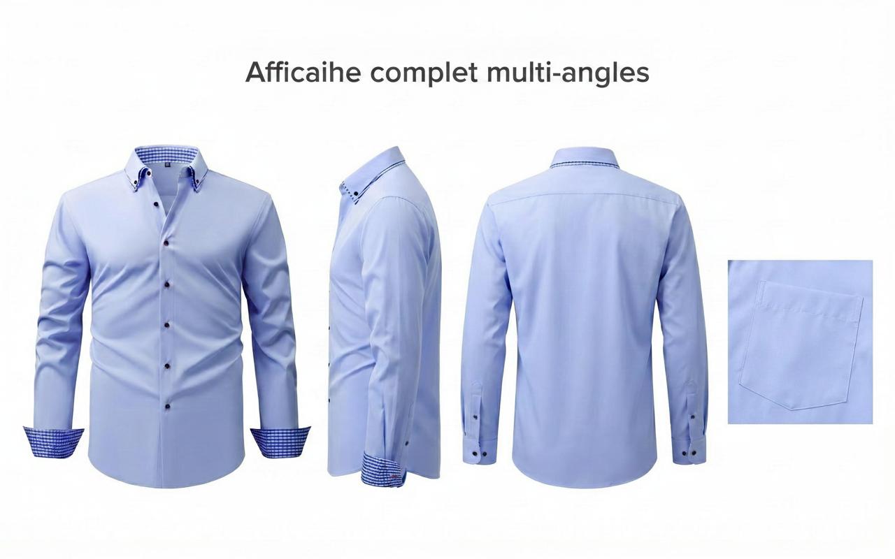 Chemise décontractée pour homme à col montant