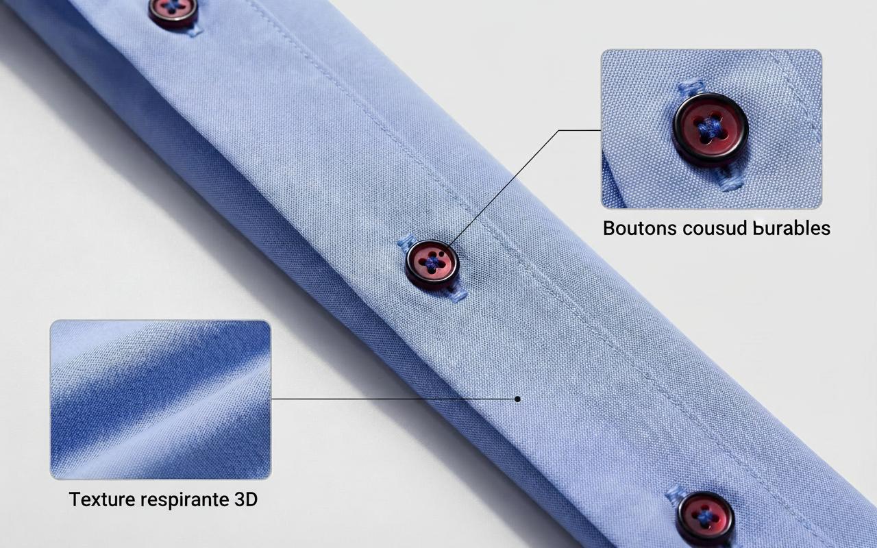 Chemise décontractée pour homme à col montant