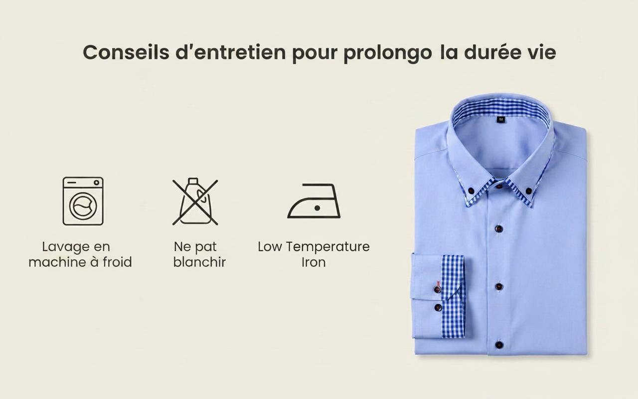 Chemise décontractée pour homme à col montant