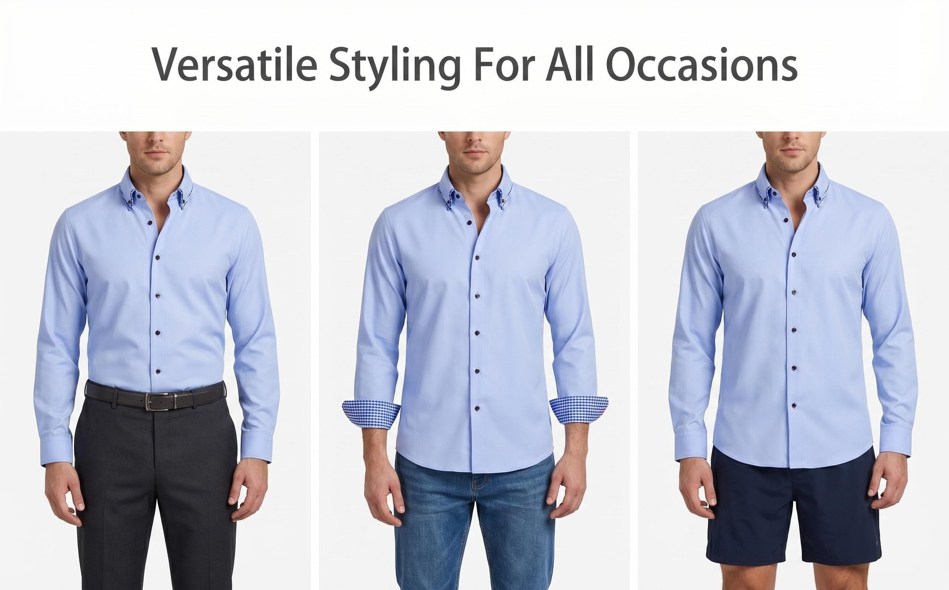 Camisa casual de hombre con botones y cuello alto.
