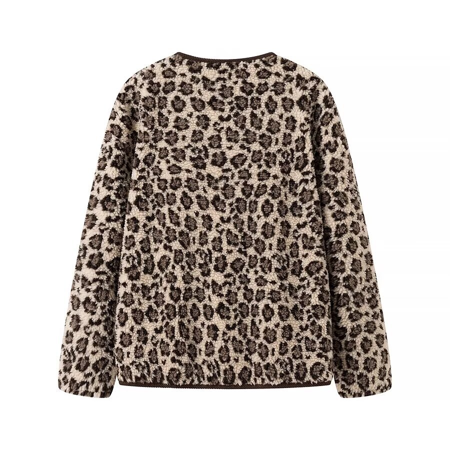 Faux Shearling Leopard Print Coat - Fashionable & Stylish KUN-00008