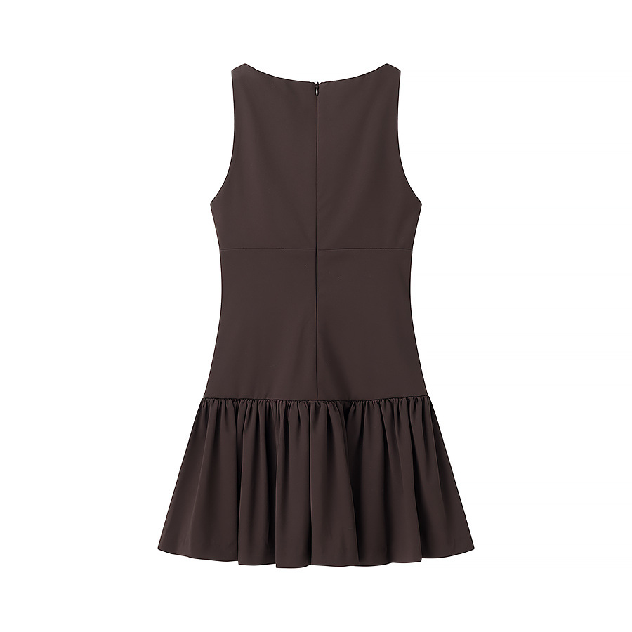 Sleeveless Bow Tie Round Neck Dress KUN-00149