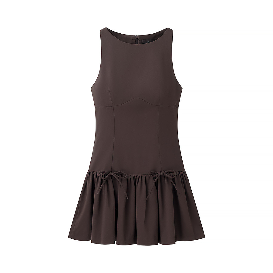 Sleeveless Bow Tie Round Neck Dress KUN-00149