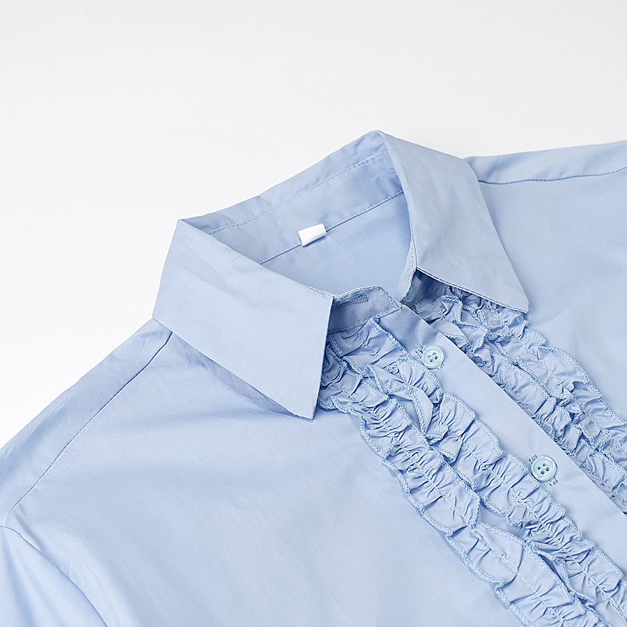 Poplin Layered Front Shirt - Classic Women's Blouse KUN-00006